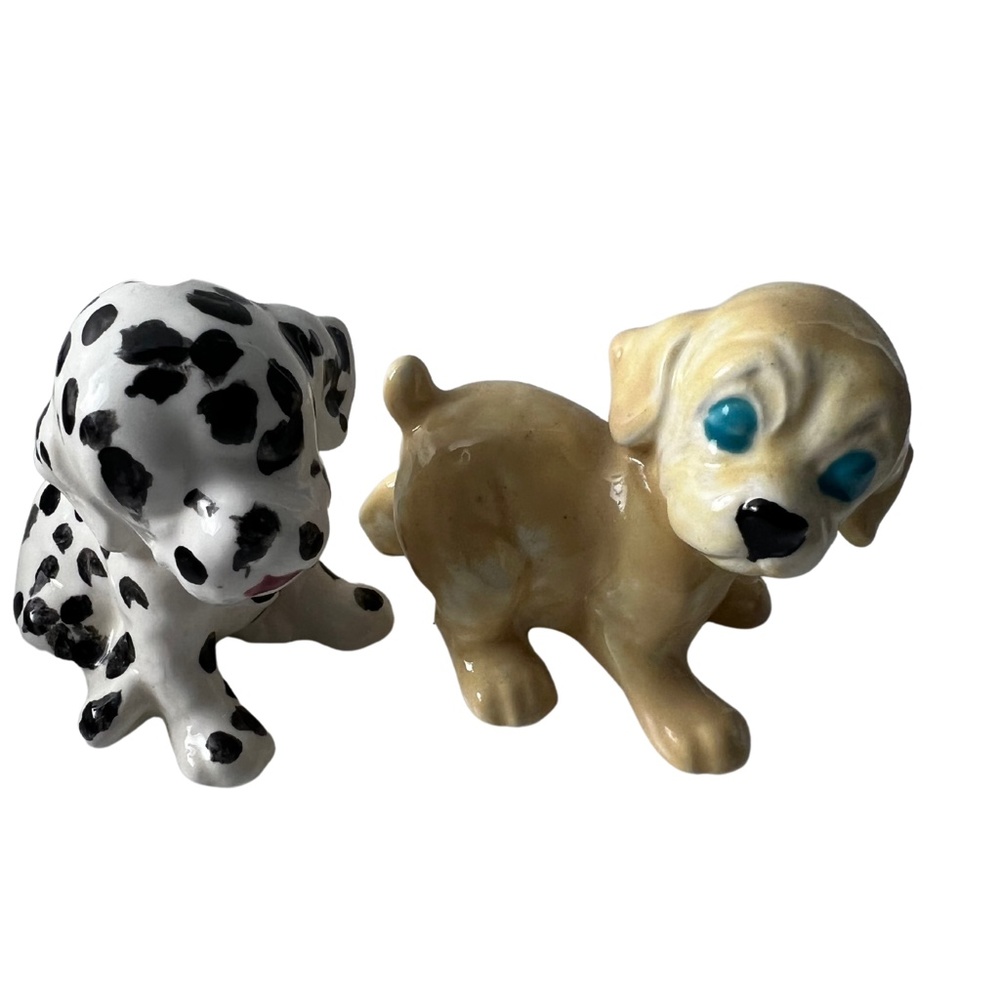 Two Vintage Porcelain Miniature Puppies
